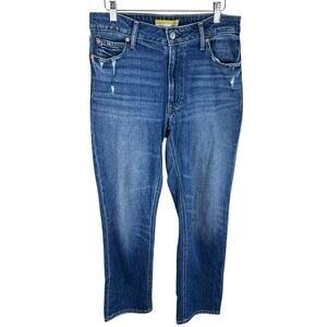 Old Navy Medium Wash Legacy Straight‎ High Rise Cotton Distressed Denim Jeans 8